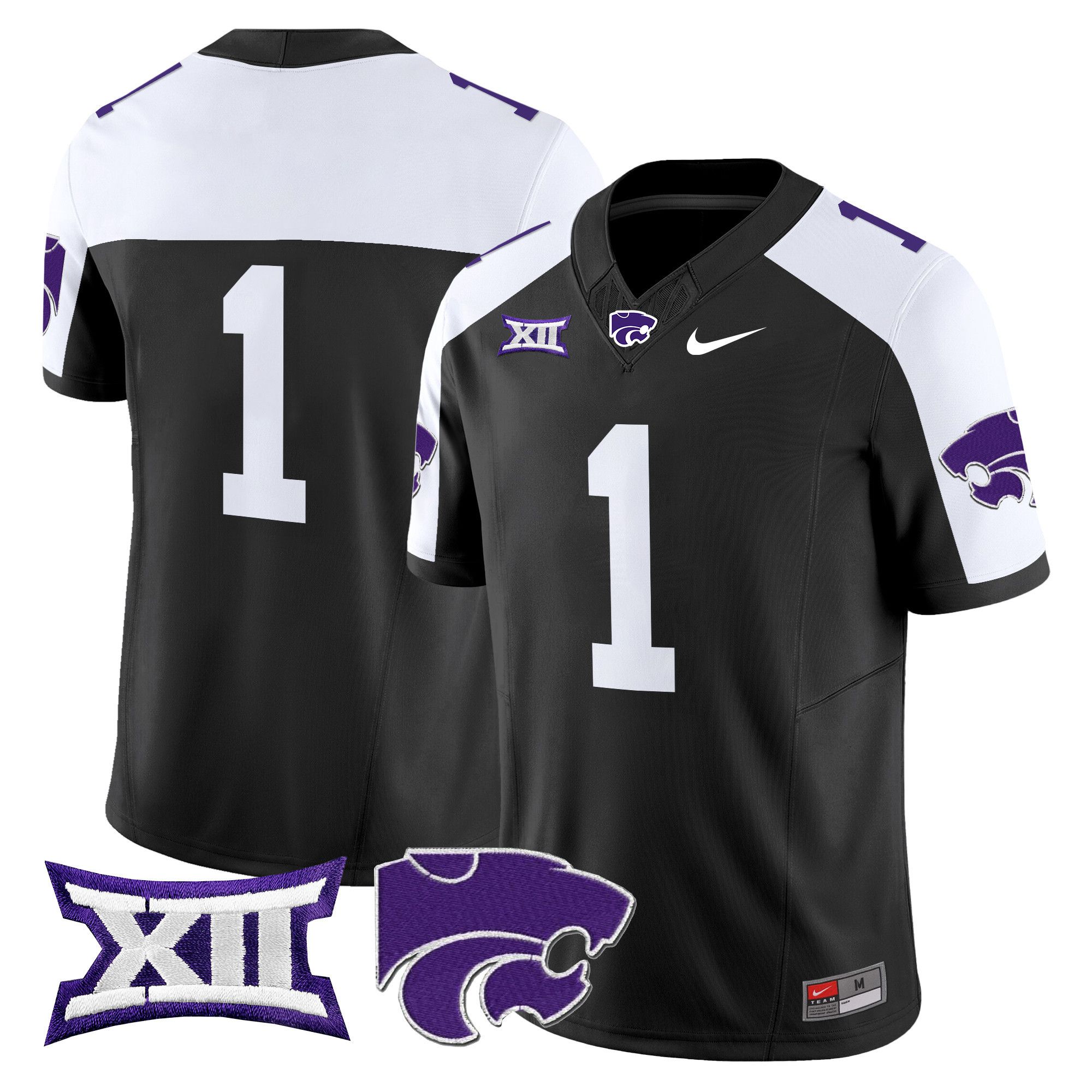 Men Kansas State Wildcats #1 No Name Black Nike 2024 Vapor Limited NCAA Jersey->ncaa teams->NCAA Jersey